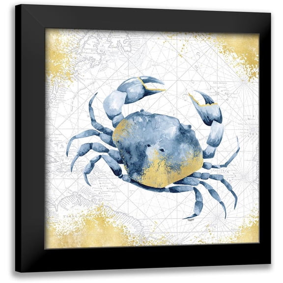 Reed, Tara 12x12 Black Modern Framed Museum Art Print Titled - Deep Blue Sea V White Gold