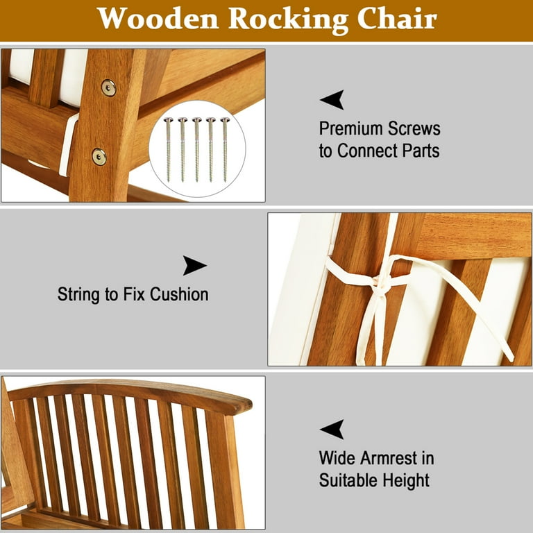 Free Shipping! Costway Acacia Wood Rocking Chair Patio Free Shipping! Costway Acacia Wood Rocking Chair Patio
