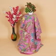 thumbnail image 3 of Indian Handmade Twin Size Peacock Print Pink Cotton Kantha Bedspread Bedding Blanket Throw, 3 of 5