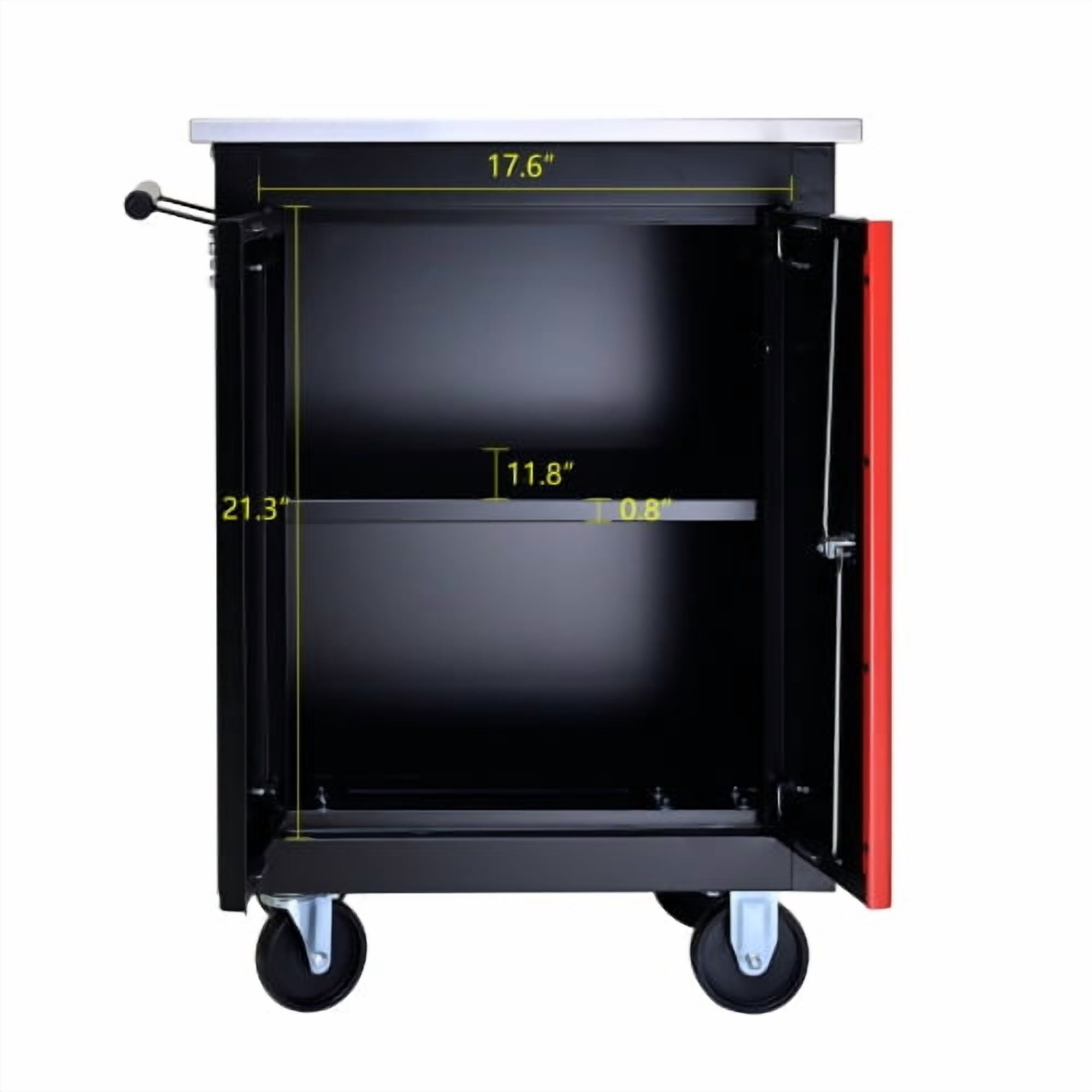 POVANLI Double Portable Tool Box With Wheels,Tool Chest With Key Locking Tool Boxes/Organizers Black&Red