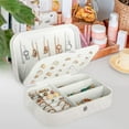 thumbnail image 4 of Travel Jewelry Box, PU Leather Small Jewelry Organizer for Women Girls, Double Layer Portable Mini Travel Case Display Storage Holder Boxes for Stud Earrings, Rings, Necklaces, Bracelets, 4 of 6