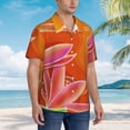 thumbnail image 3 of Vsdgher Orange Flower Psychedelic Print Men's Hawaiian Shirts Button Down Tropical Holiday Beach Shirts Vacation Clothes,XX-Large, 3 of 7