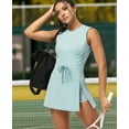 thumbnail image 4 of Womens Tennis Dress with Built in Shorts Workout Athletic Rompers Open Back Skort Dress Ice Blue M, 4 of 7