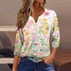 thumbnail image 1 of Fiudx Ofertas Flash Del Día Solo En Línea Blusa de Manga 3/4 Corta Estampada a La Moda para Mujer, Blusa Informal con Cuello Redondo, 1 of 5