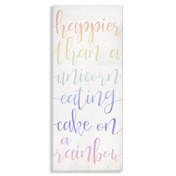 Stupell Industries Contemporary Happier Than Unicorn Humor Canvas Art, 10 x 24, by Lil' Rue