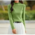 thumbnail image 3 of Women's Soft Turtleneck Knit Sweater Base Layer Top for Fall and Winter Wear, Perfect for Holiday Season and Daily Comfort, Warm and Elegant,Army Green,L, 3 of 5