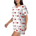thumbnail image 2 of Picia Heartbeat Symbol Pajamas Sets for Women Soft Short-Sleeved Pjs with Lounge Shorts Two Piece Sleepwear-3X-Large, 2 of 9