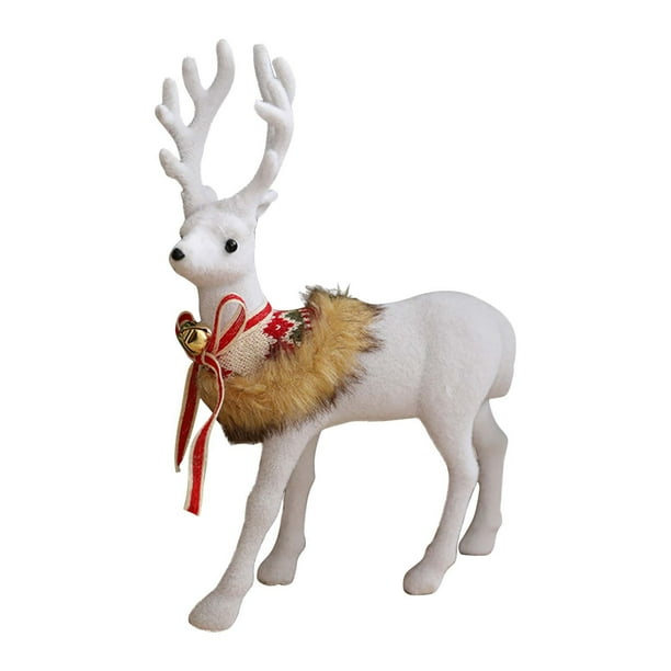Adornos navideños, regalos navideños, adorno navideño blanco, lazo, muñeca, adornos navideños grandes, decoración de ventana de centro comercial, alce blanco