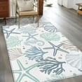 thumbnail image 4 of Blue Green Coastal 2.7x5 Area Rugs, Summer Beach Coral Shell Ocean Non-Skid Rubber Backing Large Rectangle Rugs - Living Room Bedroom Home Office, Indoor Floor Mat Carpets Washable Rug, 4 of 9