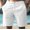 c01White, variant on USNSM Men's Linen Casual Beach Shorts Cotton Classic Summer Solid Color Outdoor Lightweight Shorts with Buttons Elastic Waist Coffee M