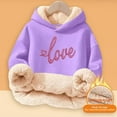 thumbnail image 4 of YMNXA Big Girls Boys Hoodies Long Sleeve Letter Print Plush Warm Thickened Comfortable Sweatshirt For Daily Wear Purple 3-4 Years, 4 of 5