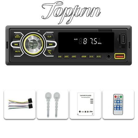 Audio Systems Car Stereo - Single Din, Bluetooth, AM/FM Radio Receiver, Aux-in, Dual USB, Built-in Microphone