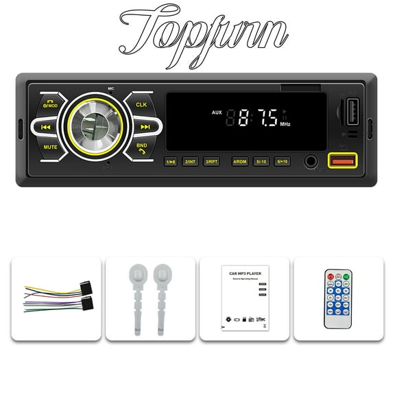 Audio Systems Car Stereo - Single Din, Bluetooth, AM/FM Radio Receiver, Aux-in, Dual USB, Built-in Microphone