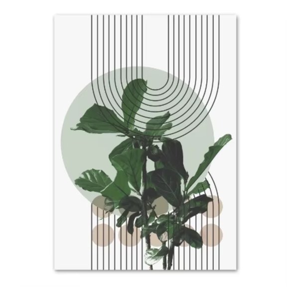 LXJNGSJ Nordic Green Plant Abstract Geometry Woman Lines Bedroom Canvas Wall Art Print Painting Tableau Decoration Mural Decor