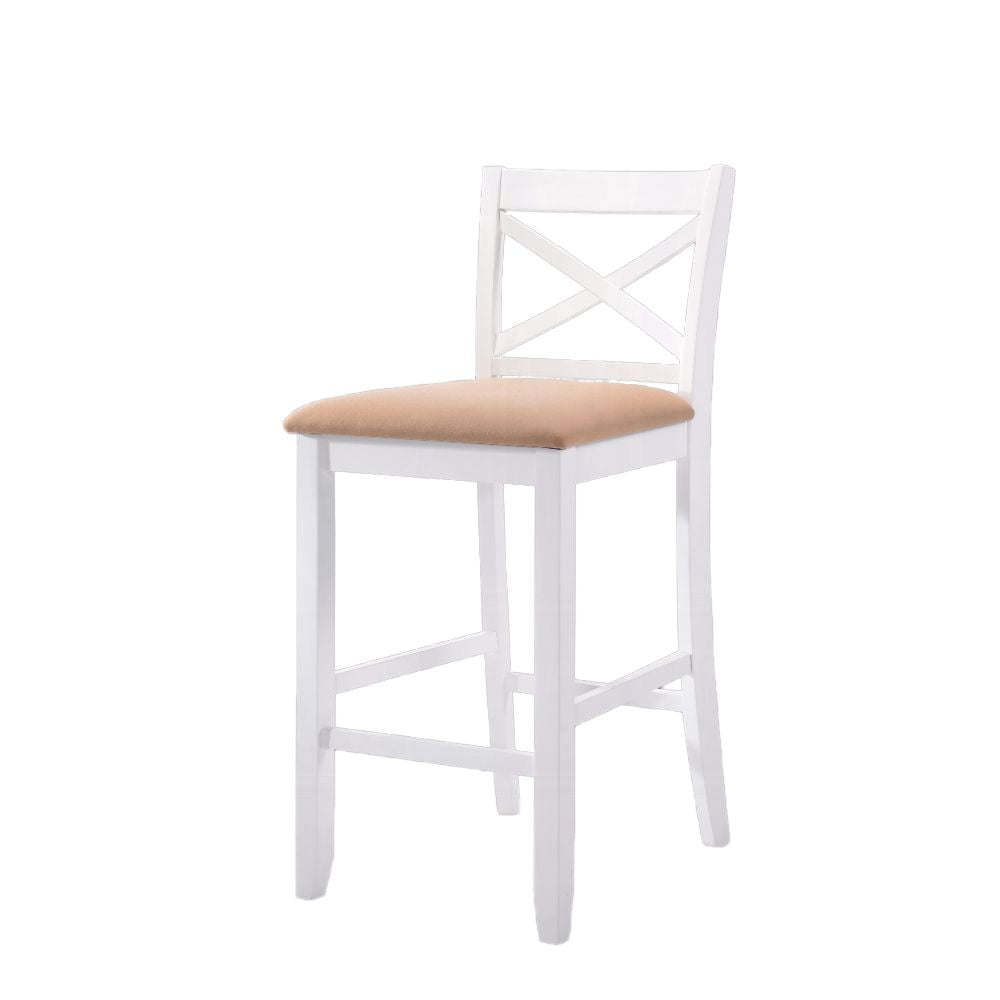 Bar Chair Set 2 Fabric White 30, White Wooden Cross Back Bar Stool