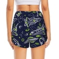 thumbnail image 3 of Picia Hand Drawn Rockets Pattern Women's 2 in 1 Athletic Running Shorts High Waisted Workout Casual Gym Sweat Shorts with Comfy Liner Zipper Pockets-Large, 3 of 9
