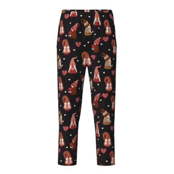 Xecao Valentine Gnome Print Teenagers' Pajama Pants Long Sleep Pants Soft Elastic Waist Pajama Bottoms Elastic waist with 2 Pockets 5-16 Years-XS(5-6)