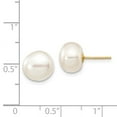 thumbnail image 2 of 14k 9-10mm White Button FW Cultured Pearl Stud Earrings, 2 of 2