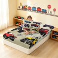 thumbnail image 4 of Erosebridal Monster Truck Twin Fitted Sheet, White Background Bedding, Monster Trucks White 2pcs 1 Fitted Sheet and 1 Pillowcase, 4 of 6