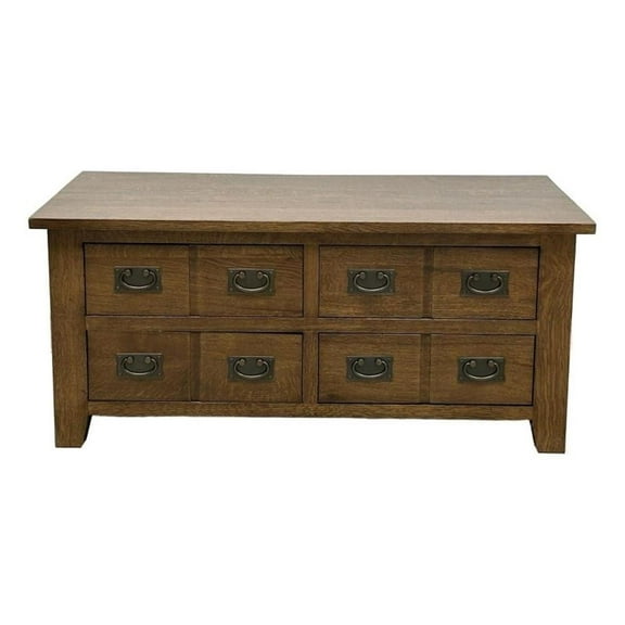 Pemberly Row Contemporary Mission 8-Drawer Coffee Table - Walnut