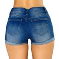 thumbnail image 5 of nerohusy Denim Shorts Women,Jean Shorts Womens Teen Girls Casual Summer Mid Rise Stretchy Ripped Cuffed Hem Denim Shorts with Pockets,Blue,S, 5 of 9