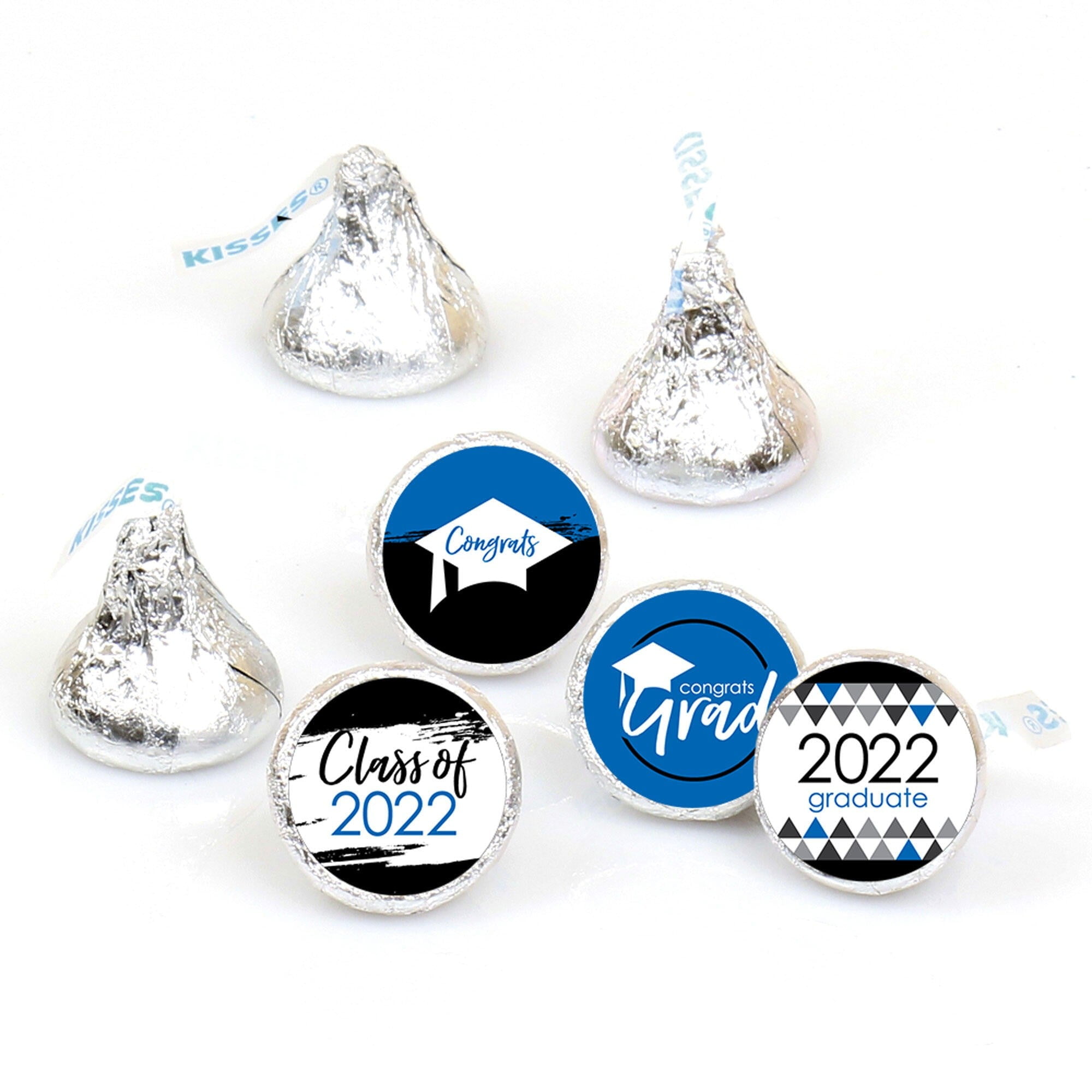 Big Dot of Happiness Blue Grad - Best is Yet to Come - 2022 Graduation Party Candy Sticker Favors - Labels Fit Hershey's Kisses 108 Ct