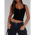 thumbnail image 5 of Women'S V Neck Tank Tops Summer Sleeveless Ribbed Button Casual Henley Shirts Black XL, 5 of 8