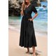 thumbnail image 4 of Vestido midi PRETTYGARDEN 2025 con cuello en V y manga corta con bolsillos, 4 of 9