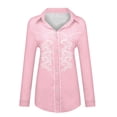 thumbnail image 3 of Western Cowgirl Cowboy Shirts for Women Floral Embroidery Button Down Shirt Long Sleeve Snap Spring Fall Pink Tops M, 3 of 3