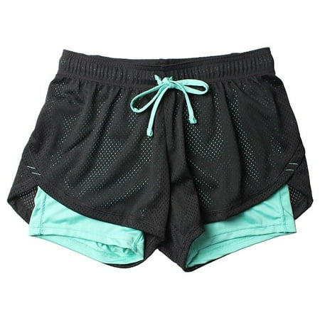 Summer Savings Clearance 2025! Loopsun Womens Shorts  Summer Shorts for Women  Women s Summer Casual Mesh Double Layer Drawstring Solid Yoga Sports Shorts Mint Green S