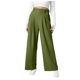 thumbnail image 1 of Pantalones de vestir de cintura alta y pierna ancha para mujer: cintura elástica, algodón y lino, bolsillos; pantalones informales de oficina., 1 of 7