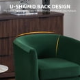 thumbnail image 2 of Lisonu Velvet Accent Chair with Ottoman Set, Modern Barrel Armchair for Living Room, Bedroom, Comfy Upholstered Reading Chair, Green, 2 of 14