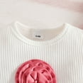 thumbnail image 5 of QIbmong 3 Piece Outfits for Toddler Girls Crew Neck Ruffle Short Sleeve Ribbed Knit Tees Heart Shorts with Beret Hat Casual Cute Kids Summer Sets(18-24 Months,Pink), 5 of 9