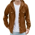 thumbnail image 1 of Plebaso Mens Hooded Corduroy Shirts Button down Jacket Casual Long Sleeve Drawstring Outwear with Pockets, 1 of 6