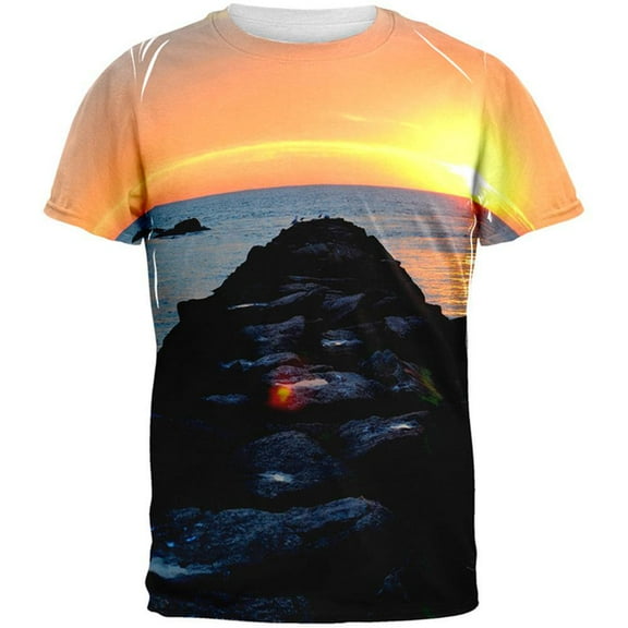 Beach Sunset Jetty Pete Cohen All Over Adult T-Shirt - Large