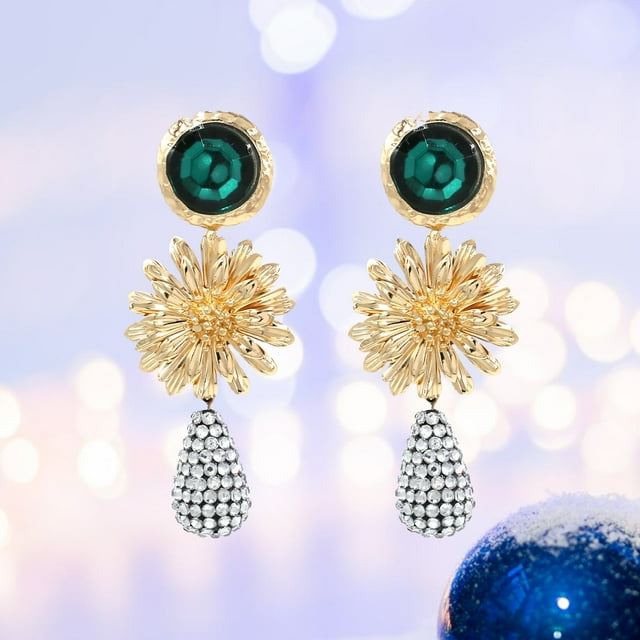 TABLETREANDS 1Par Aretes De Metal Dorados Con Floral Y Para Uso Y