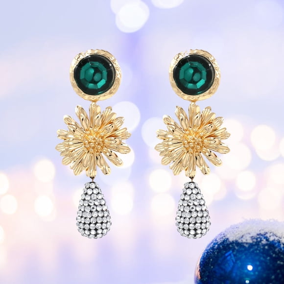 TABLETREANDS 1Par Aretes De Metal Dorados Con Floral Y Para Uso Y