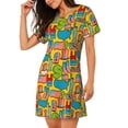 thumbnail image 2 of Yiaed America Symbols Print Women's Loose-Fit Short Sleeve Nightgown, Soft and Comfortable Sleep Dress for Relaxation and Sleepwear, 2 of 6