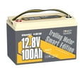 thumbnail interactive-video image 1 of Power Queen 2 Pack 12V 100Ah Mini LiFePO4 Lithium Batteries Deep Cycle For RV 1 of 3