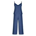thumbnail image 6 of Feancey Pajama Sets for Women 2 Piece Outfits Summer Sleeveless Camis and Wide Leg Palazzo Pants Lounge Two Piece Set Blue M, 6 of 6