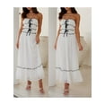 thumbnail image 2 of Michellecmm  Women Tube Dress Bow Contrast Color Ruffled Ruched Flowy Long Dress, 2 of 9