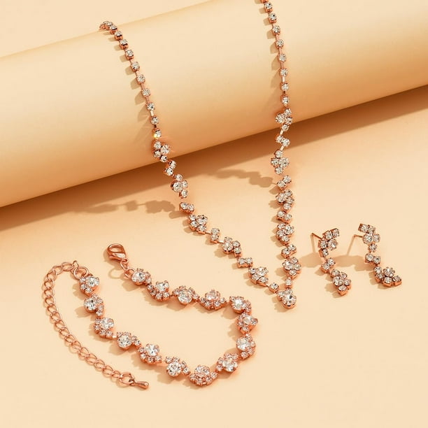 Sanzhen Prom Elegant Crystal Necklace Earrings Bracelet Set, Bridal Wedding Prom Dress Jewelry Set, Women's, Size: One size, Silver Sanzhen Prom Elegant Crystal Necklace Earrings Bracelet Set, Bridal Wedding Prom Dress Jewelry Set, Women's, Size: One size, Silver