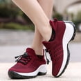 thumbnail image 6 of Women's Knit Slip On Walking Shoes, Lightweight Platform Sneakers with Bungee Laces, 6 of 7