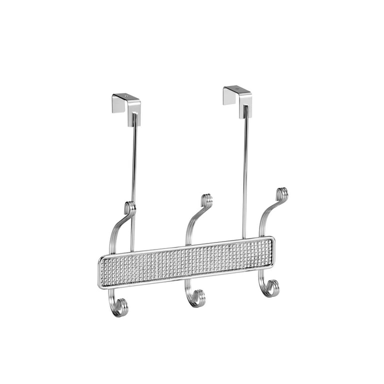 Dream Bath Chrome Over the Door Horizontal 6 Hook Bathroom Towel and Clothing Hanger with Diamond Cloth Decoration