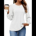 thumbnail image 1 of Blusas de Larga con Ojales para Mujer, -Otoño 2025, Cuello Redondo, Blusas Informales Holgadas, Conjuntos de Moda. M, 1 of 8