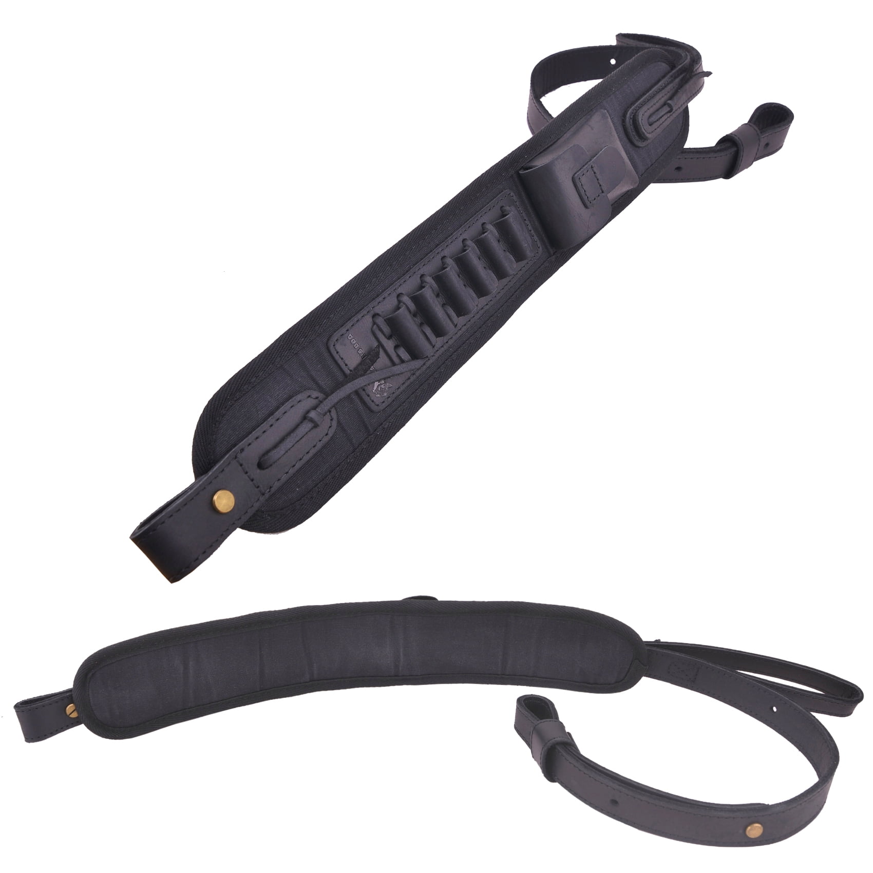Hunting Leather Canvas Rifle Sling Gun Ammo Holder Slots Strap for .30/30 .357 .38