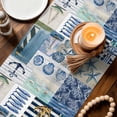 thumbnail image 3 of Summer Coastal Table Runner 72 Inches, Nautical Anchor Sailboat Marine Life Vintage Bed Runner Dresser Scarves Tabletop for Indoor Outdoor Parties/Ceremony/Banquet, 14" x 72", 3 of 9