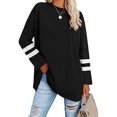thumbnail image 1 of LUXUR T-shirt pour Femmes à Blocs de Couleur T-shirt à Manches Longues Tee Décontracté Hauts Col Rond Chandail Noir 2TG, 1 of 3