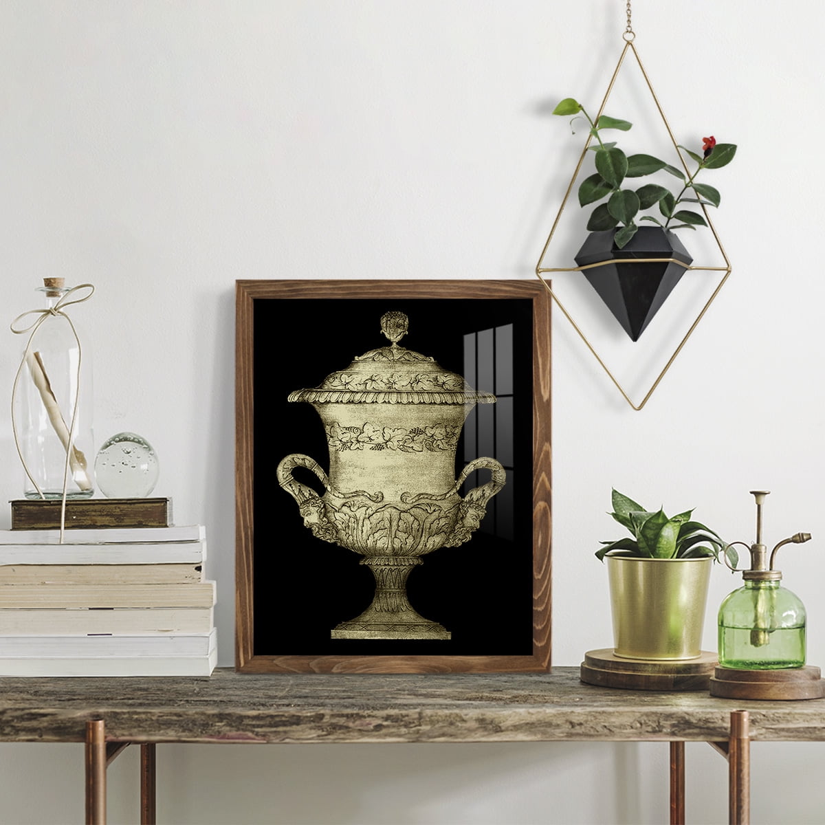 Garden Antiquities IV -Framed Print w/glass-Walnut
