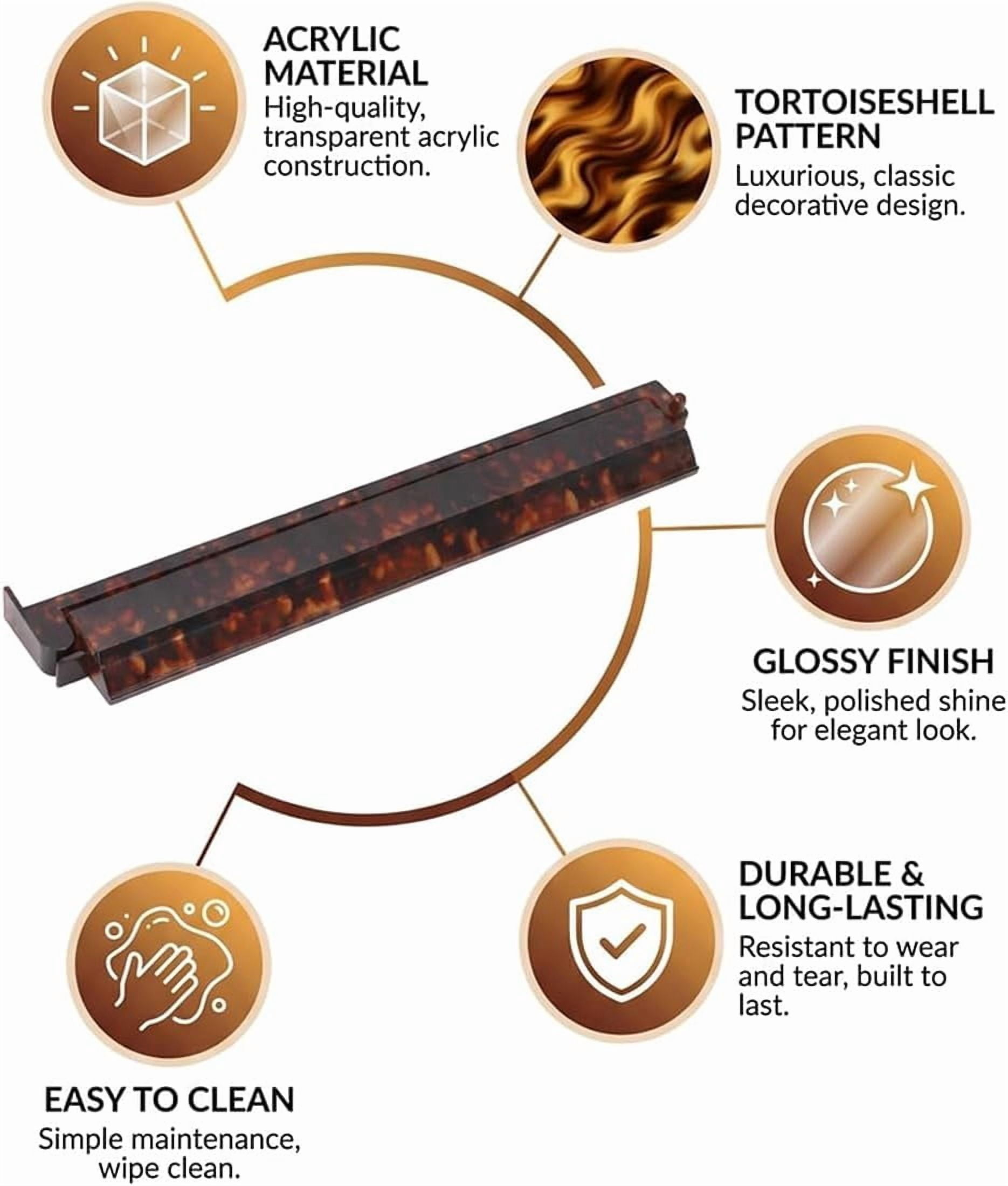 Tortoise Shell Mahjong Racks with Pushers Set , Acrylic Tortoise Mahjong Racks Extended 17.5 Inch Tile Holders, Smooth Sliding Pushers for American Mahjong Game Accessories (4PCS)